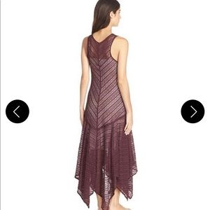 Free People Eggplant Intimately Lila Asymmetrical Lace Casual Maxi Dress